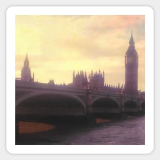 London City view London Skyline photography beautiful famous city purple pink aesthetic Sticker